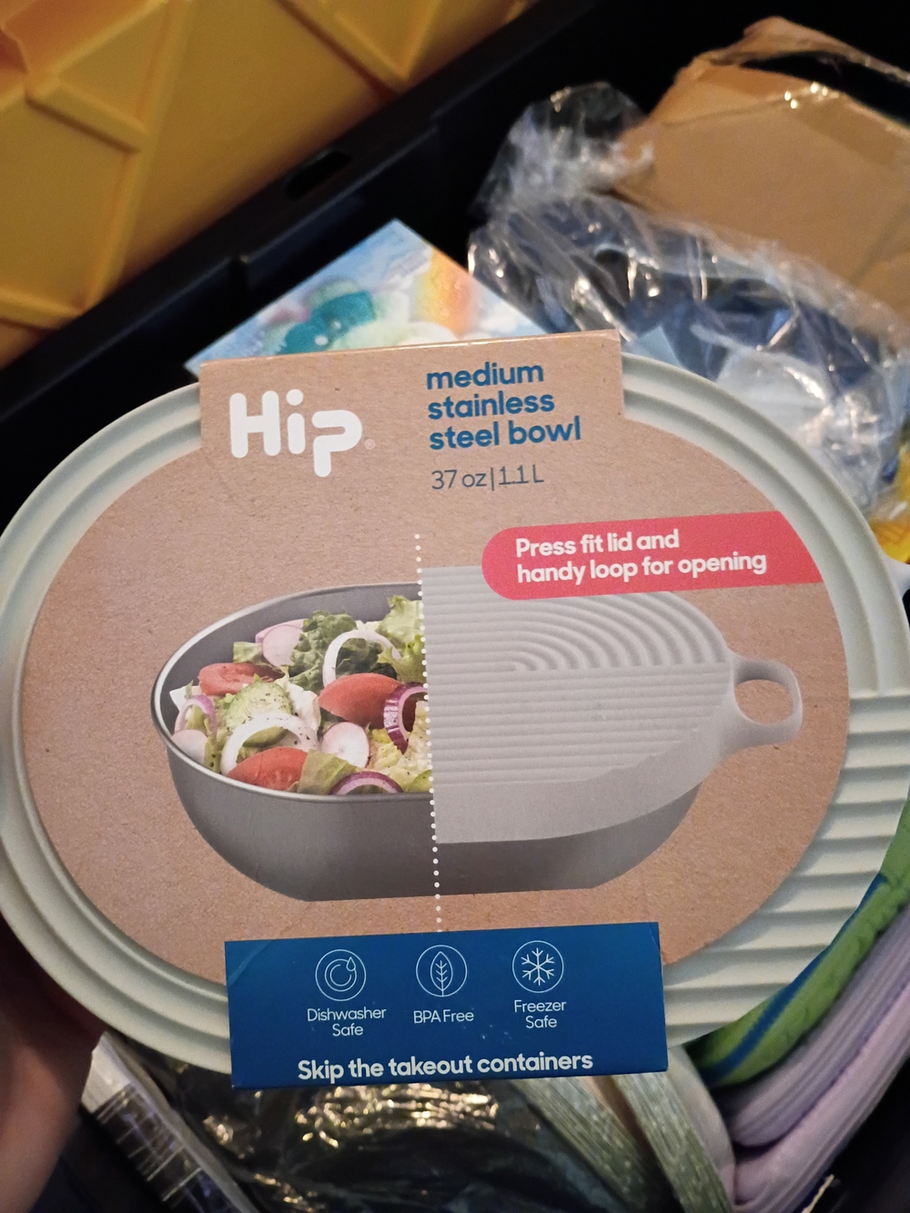 h.i.p. Medium Stainless Steel Bowl with Lid - Grey